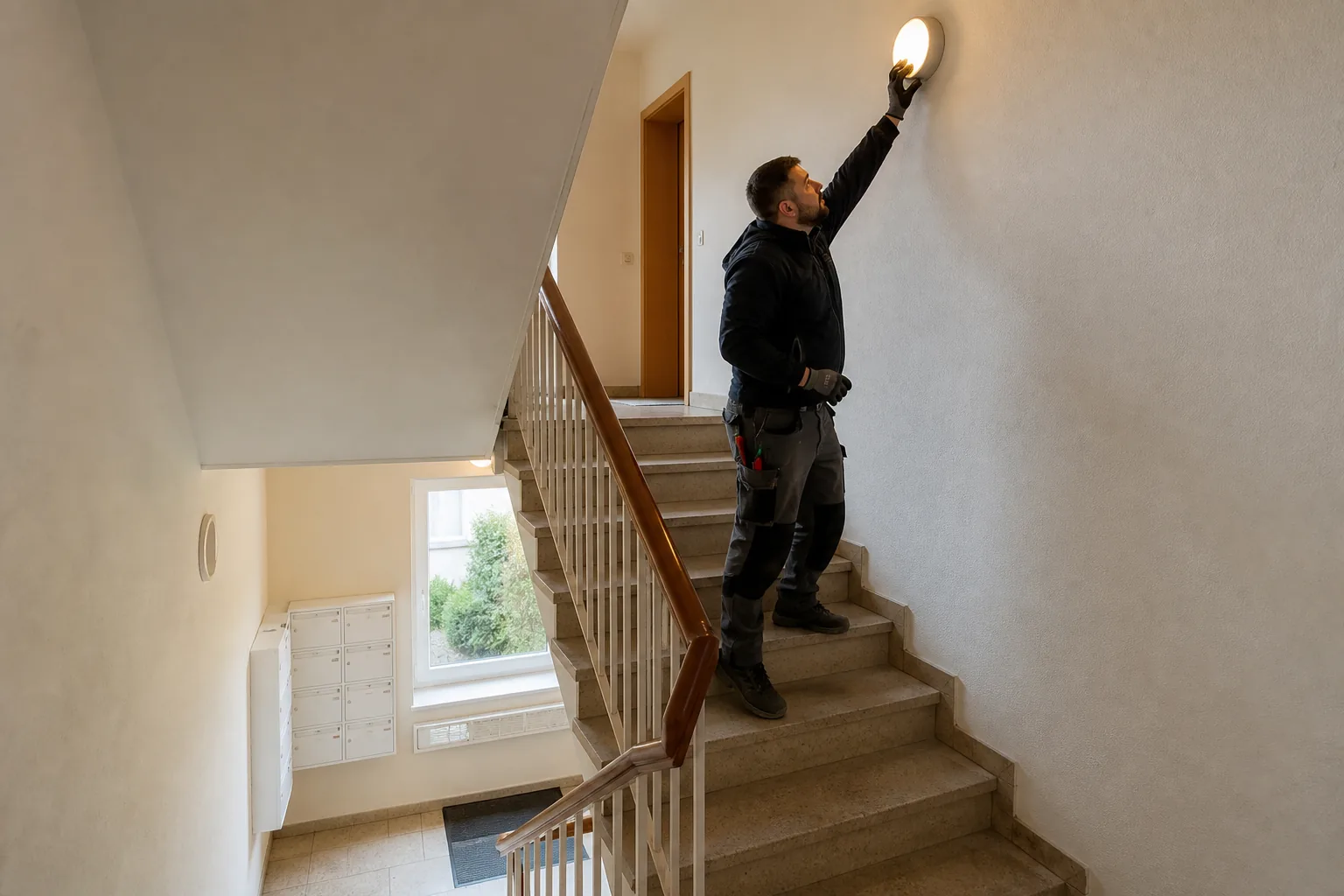Treppenhaus eines Mehrfamilienhauses — Gemeinschaftsfläche, die zur Leistungsbeschreibung gehört